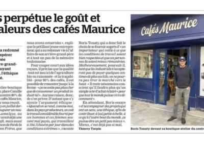 Boris perpétue le goût et les valeurs des Cafés Maurice La Marseillaise février 2024 Cafés Maurice torréfacteur Toulon 83