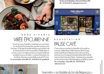 Article du magazine Elle sur l'installation de l'atelier boutique des Cafés Maurice torréfacteur au quartier du Mourillon à Toulon