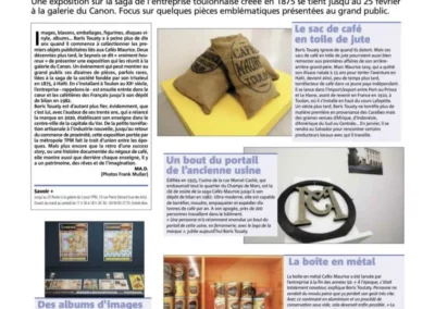 Article de presse de Var Matin métropole 26 décembre 2022 "cinq objets qui racontent les cafés Maurice"