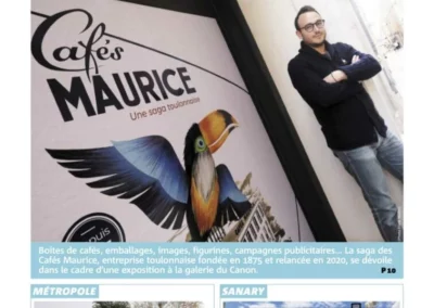 Article de presse de Var Matin métropole 26 décembre 2022 "cinq objets qui racontent les cafés Maurice"
