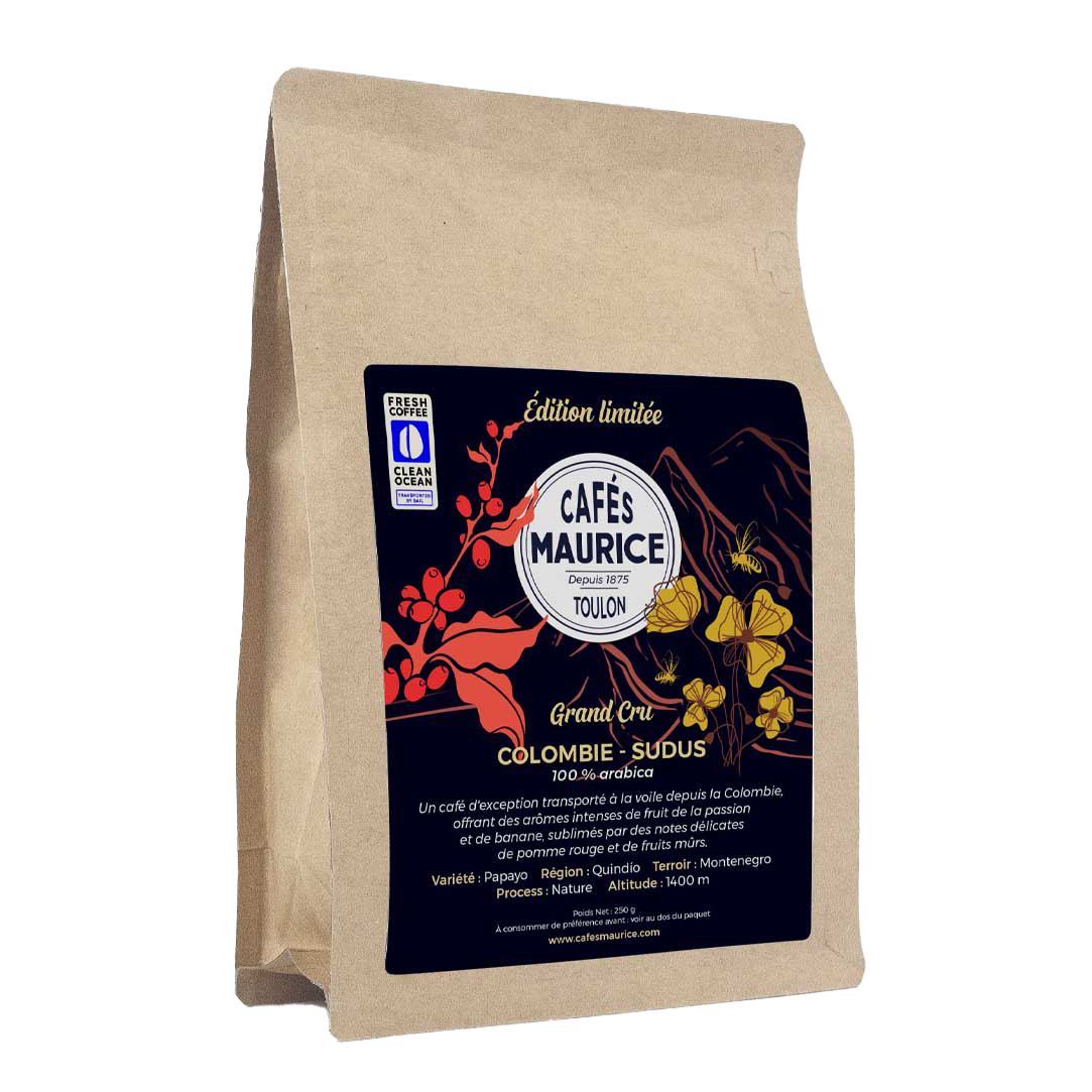 Paquet de 250g Café Colombie Sudus grand cru 100% arabica Cafés Maurice