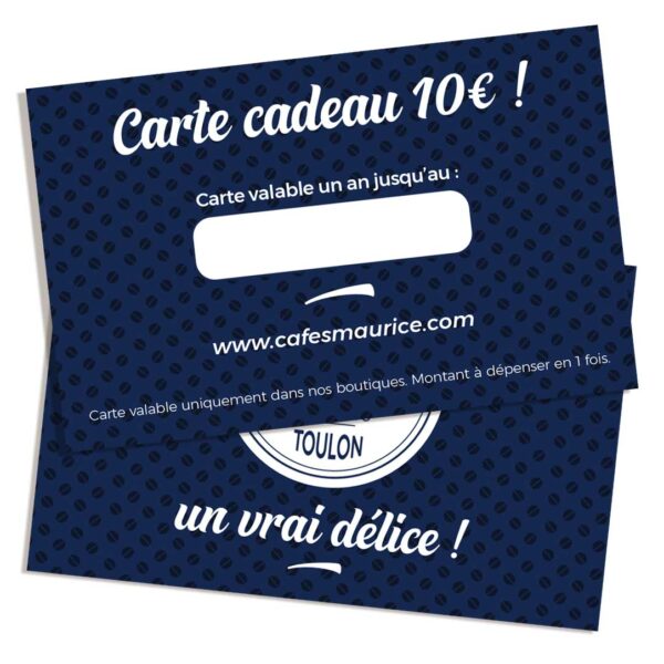 La carte cadeau 10 euros Cafés Maurice